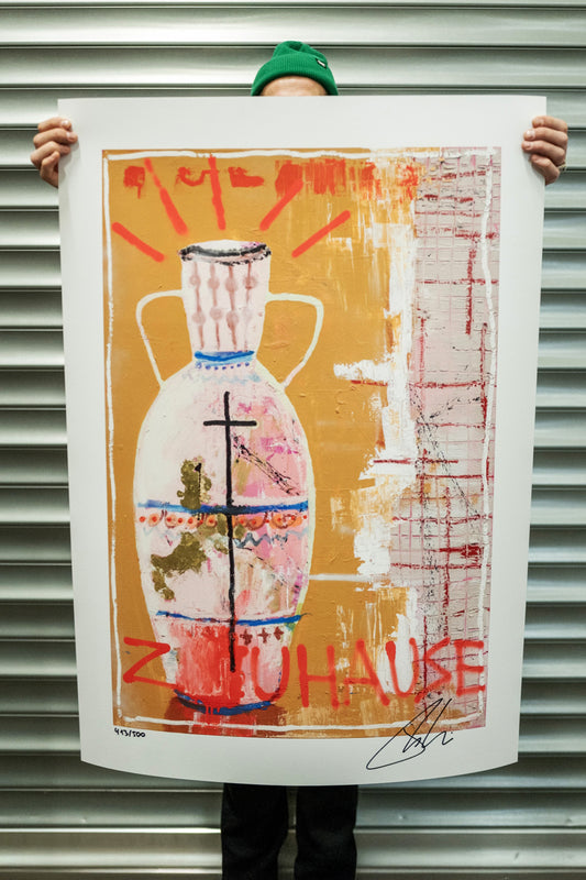 ZUHAUSE Kunstprint – Special Edition mit 24 Karat Blattgold (limitiert) ÜBER KOPF BESCHRIFTET